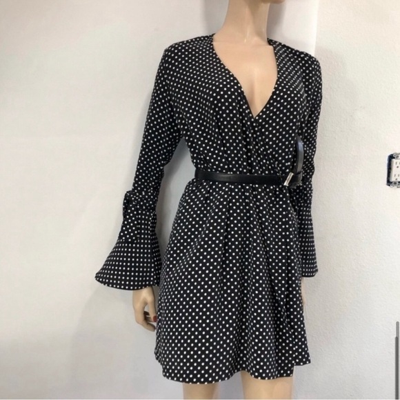 Skylar + Madison Polka Dot Wide Sleeve Wrap Dress - Picture 14 of 16